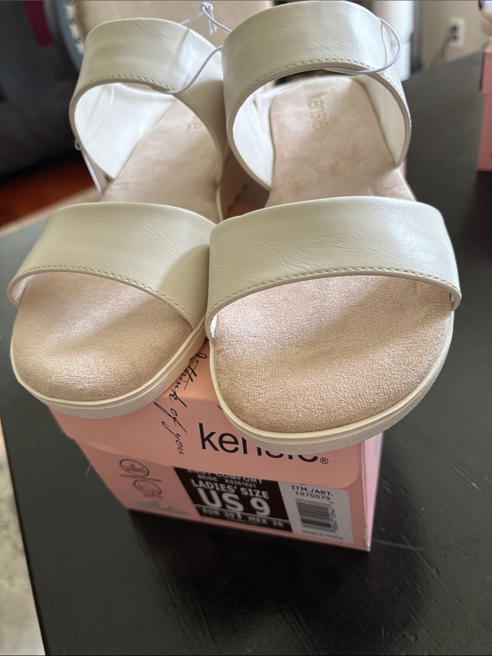 Kensie Cream Two-Strap Platform Sandals